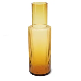 Amber Ribbed Glass Carafe