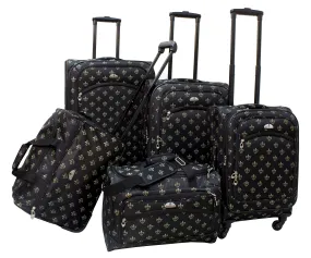 American Flyer Fleur de lis 5 Piece Set 4-Wheel Luggage Sets