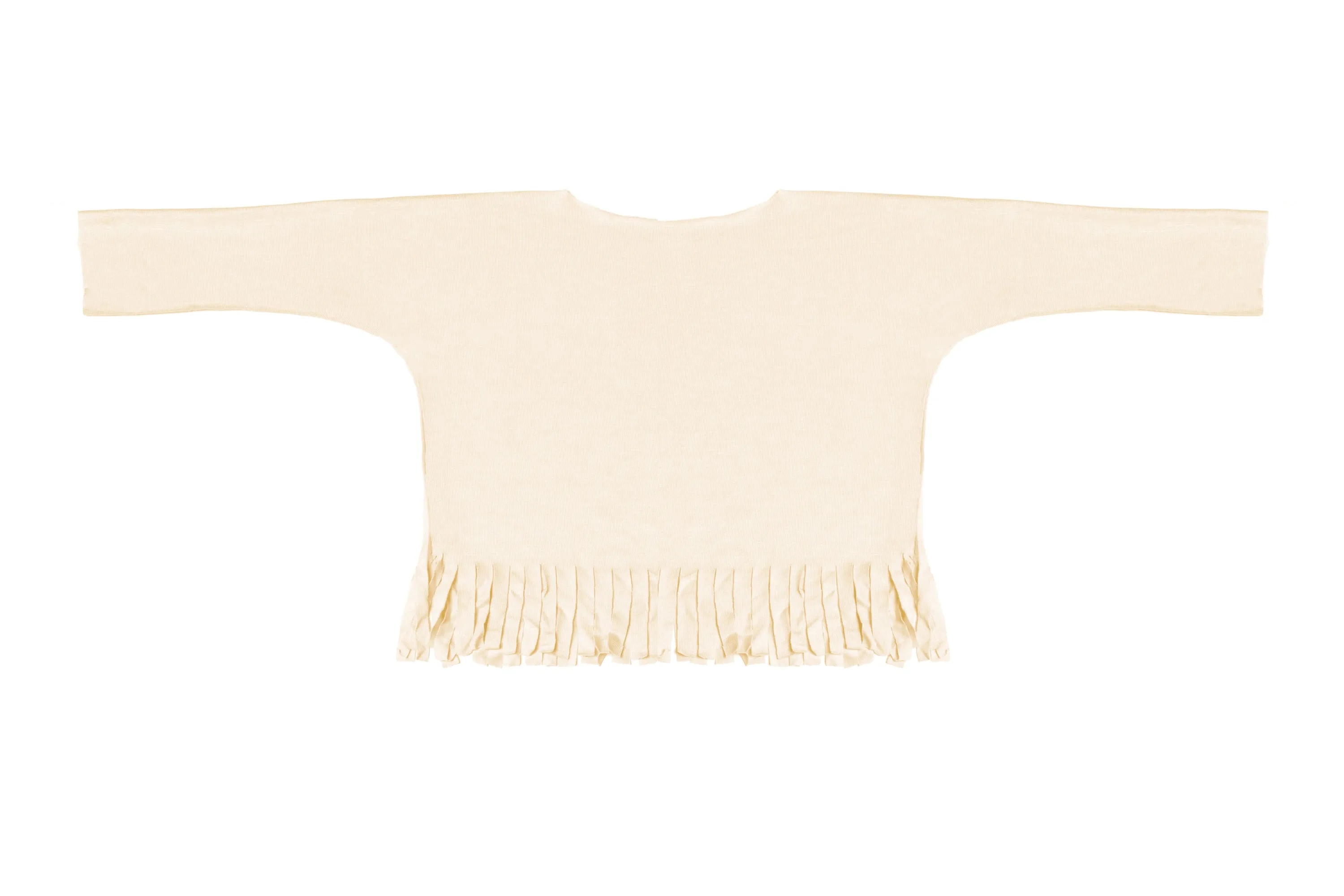 Baby & Girls Long Sleeve Fringe Top | Dark Sand