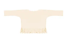 Baby & Girls Long Sleeve Fringe Top | Dark Sand