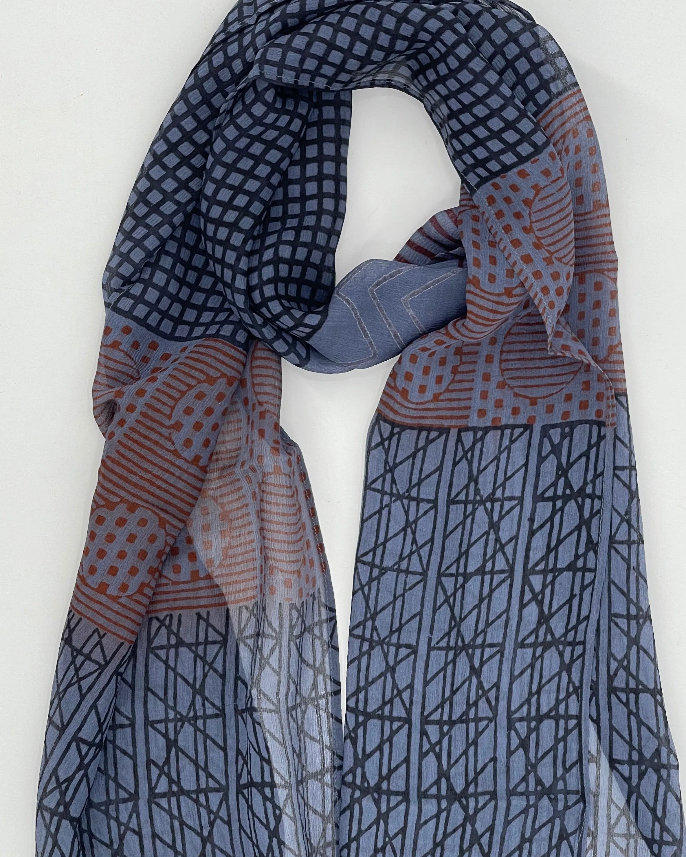 Ballast Leaf Motif Silk Scarf