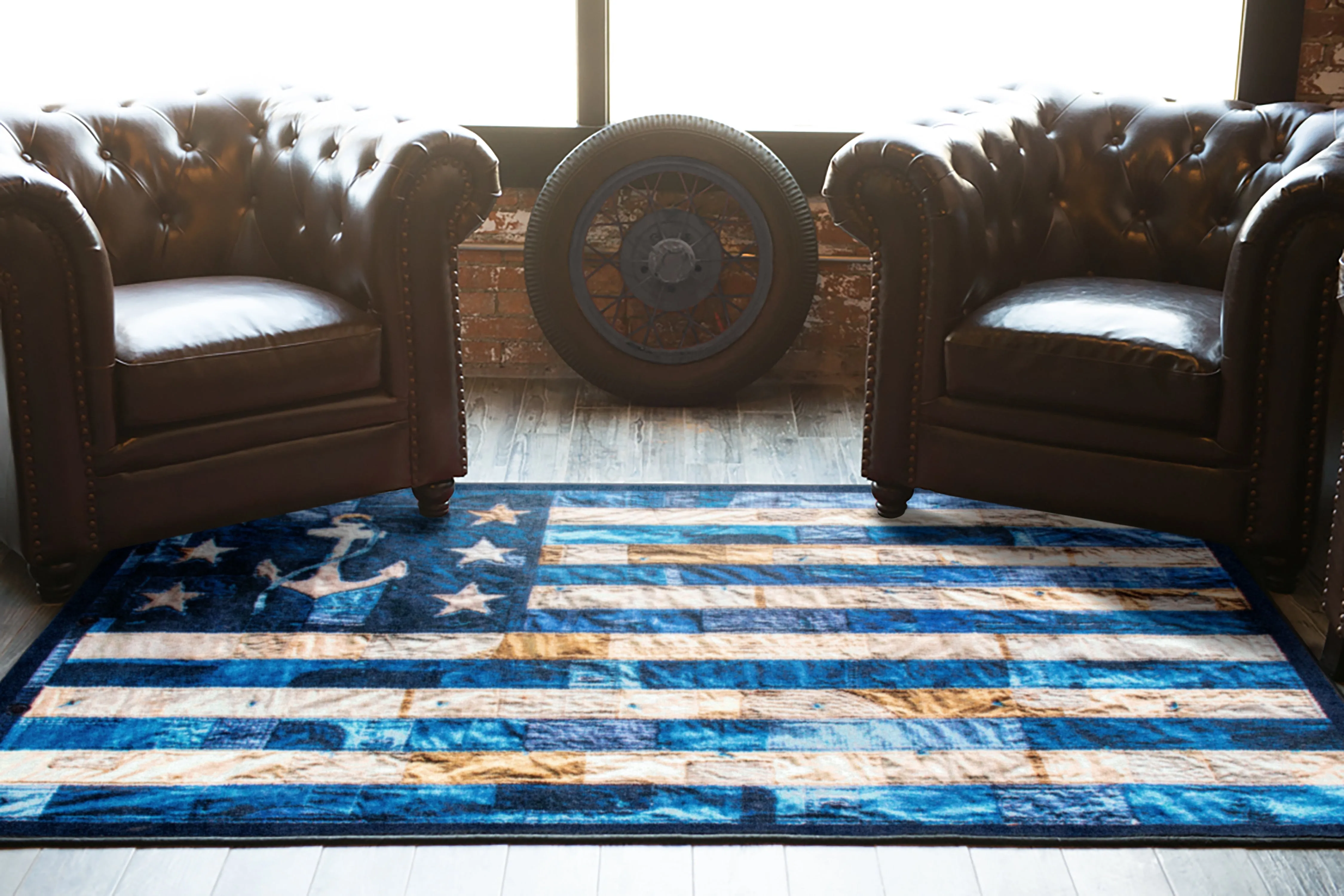 Blue Jean Anchor Area Rug - Blues