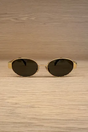 CELINE TRIOMPHE OVAL METAL 01 SUNGLASSES IN GOLD CL40235U