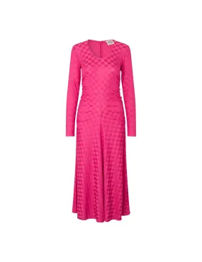 Check Jersey Bertie Dress, Fuchsia Purple