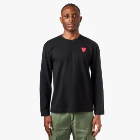 COMME des GARÇONS PLAY Double Heart Long Sleeve T-shirt / Black