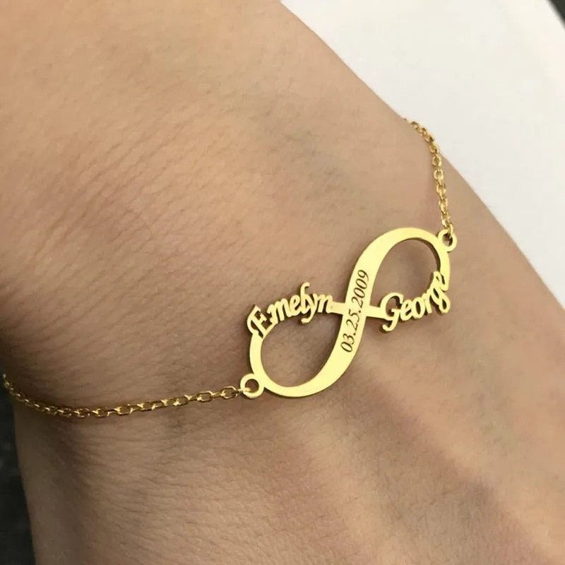 Custom Name And Date Infinity Bracelet- Best Anniversary Gifts For Wife