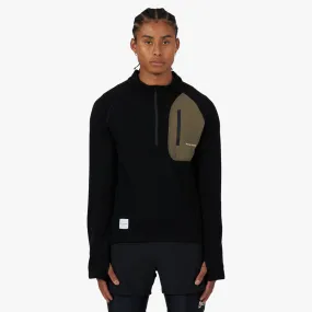 District Vision Half-Zip Merino Grid Fleece / Black