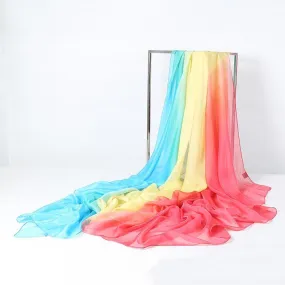 Extra Long Extra Wide Chiffon Scarf Beach Scarf Blue Yellow and Red CHD310