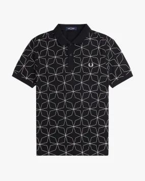 Fred Perry Geometric Polo Shirt - Black