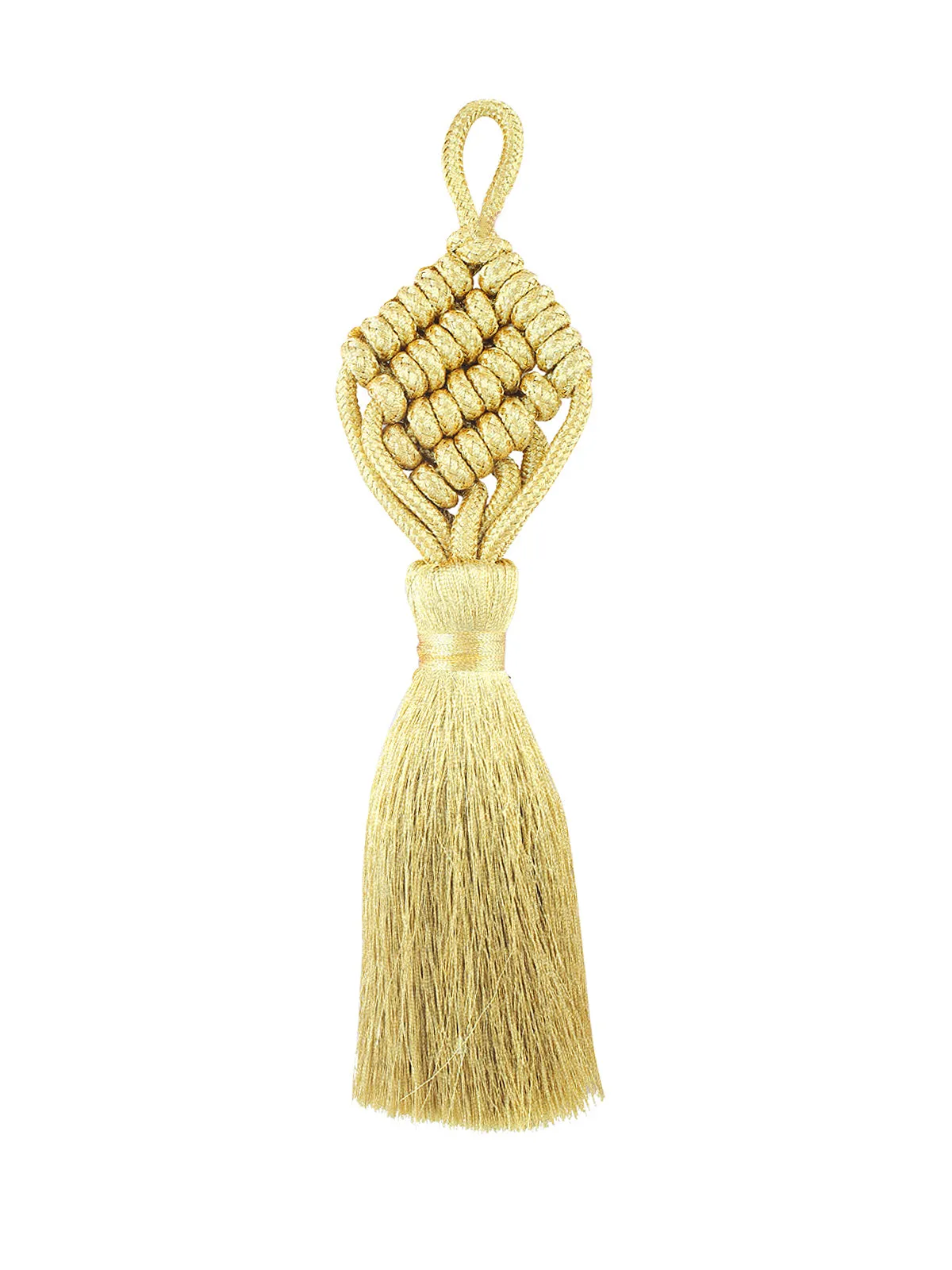 Handmade Shiny Metallic Bright Gold Braided Cord Tassel