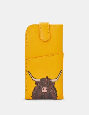 Highland Cow Yellow Leather Chilton Glasses Case