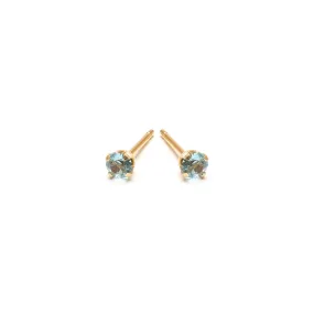 March Birthstone 14k Gold Plated Stud Earrings