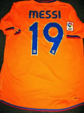 Messi Barcelona 2007 2008 Orange Jersey Shirt Camiseta Maglia L