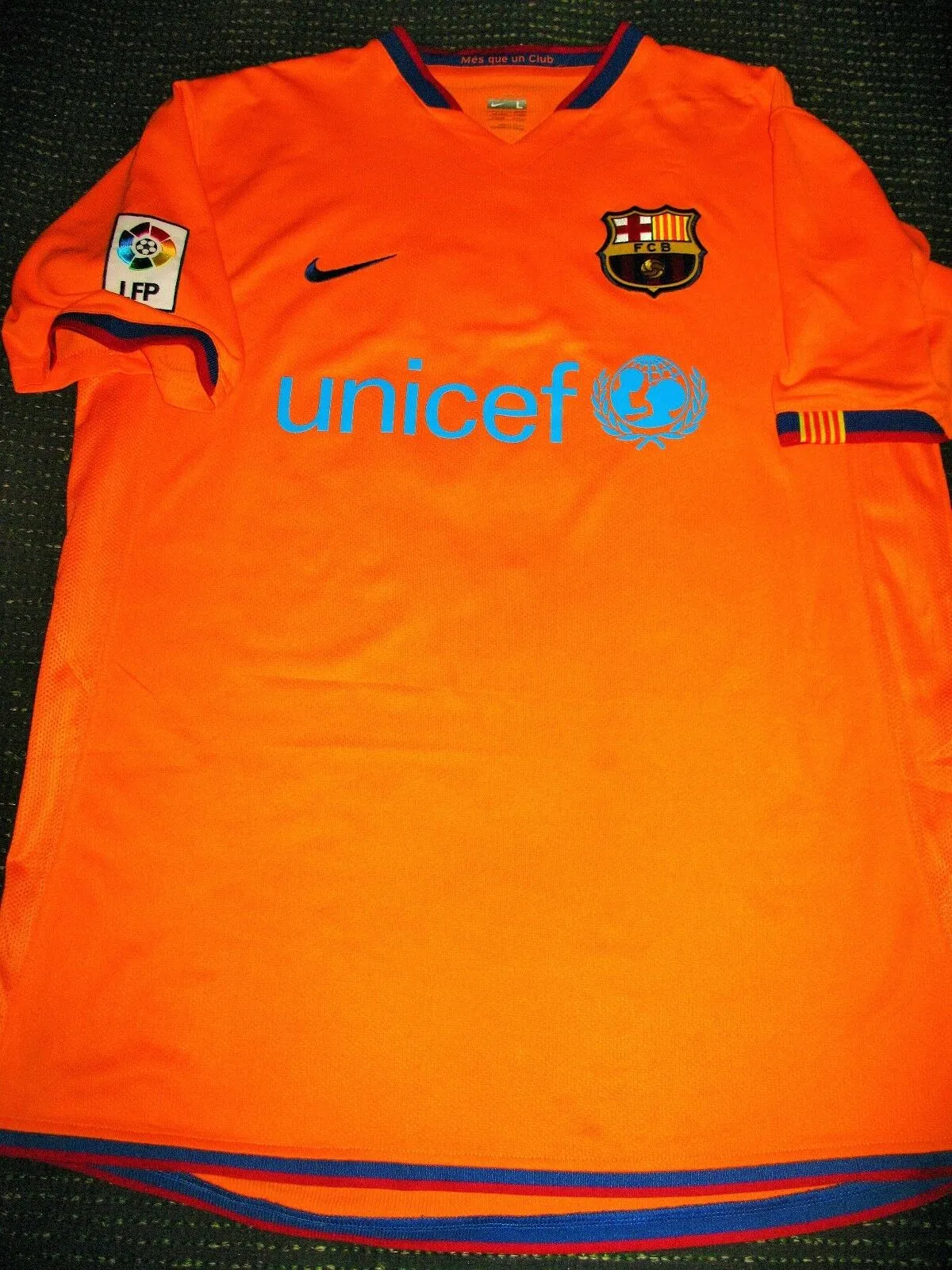 Messi Barcelona 2007 2008 Orange Jersey Shirt Camiseta Maglia L