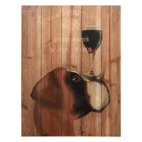 "Dog Au Vin Boxer" Arte de Legno Digital Print on Solid Wood Wall Art