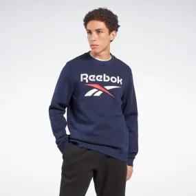 Reebok Apparel Men Reebok Identity Fleece Stacked Logo Sweatshirt VECTOR NAVY