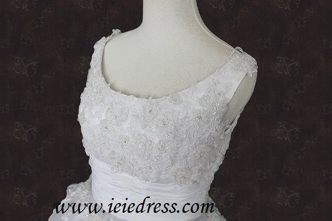 Retro 50s Vintage Style Tea Length Lace Wedding Dress | LISA