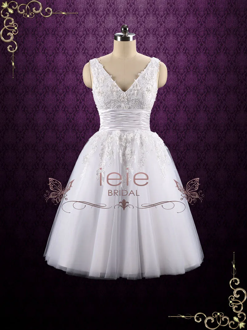 Retro Tea Length Lace Wedding Dress TERESA