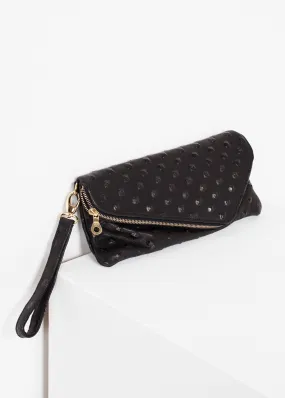 Roxanne Leather Clutch in Black