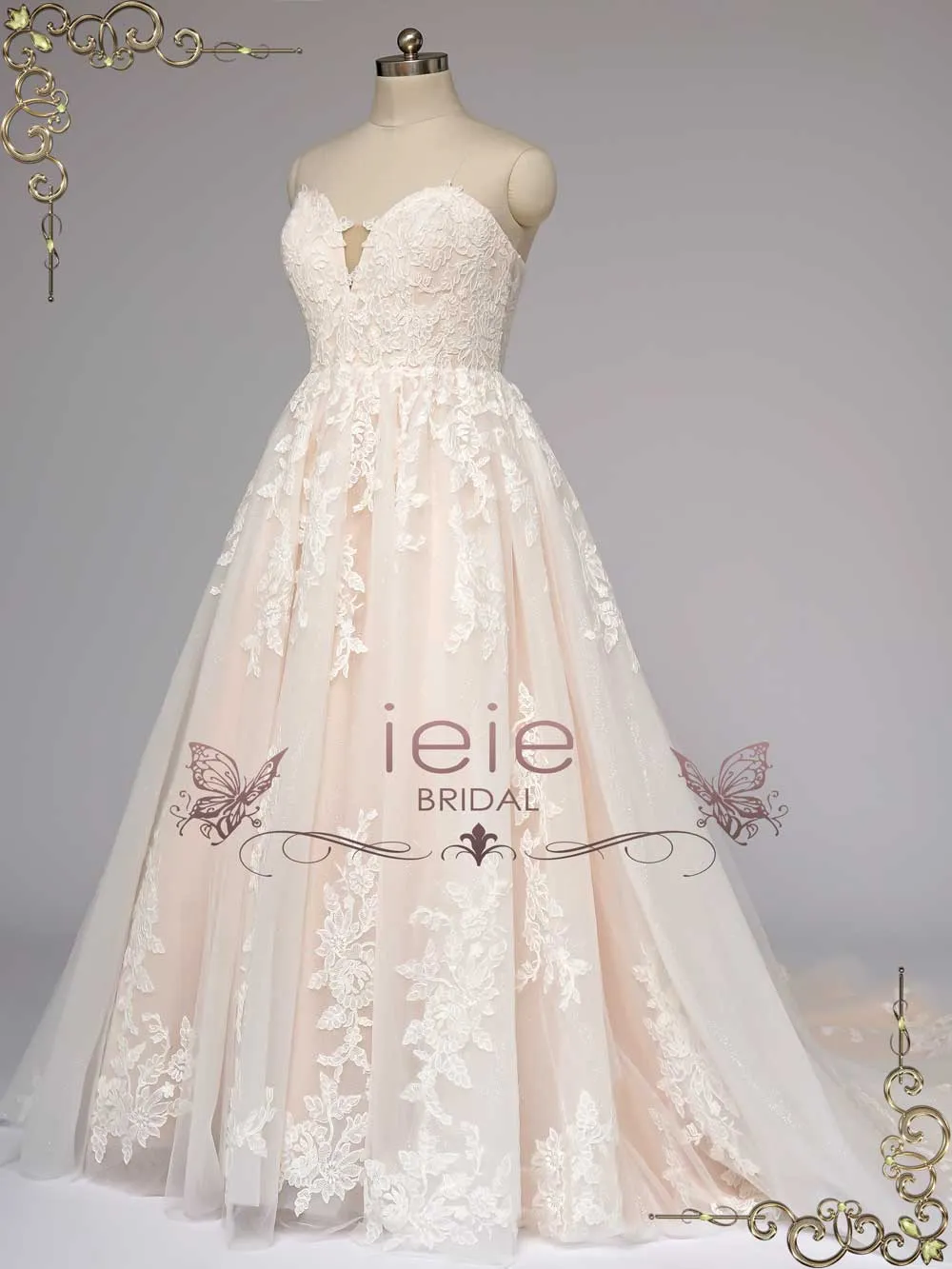 Strapless Champagne Lace Wedding Dress ORION