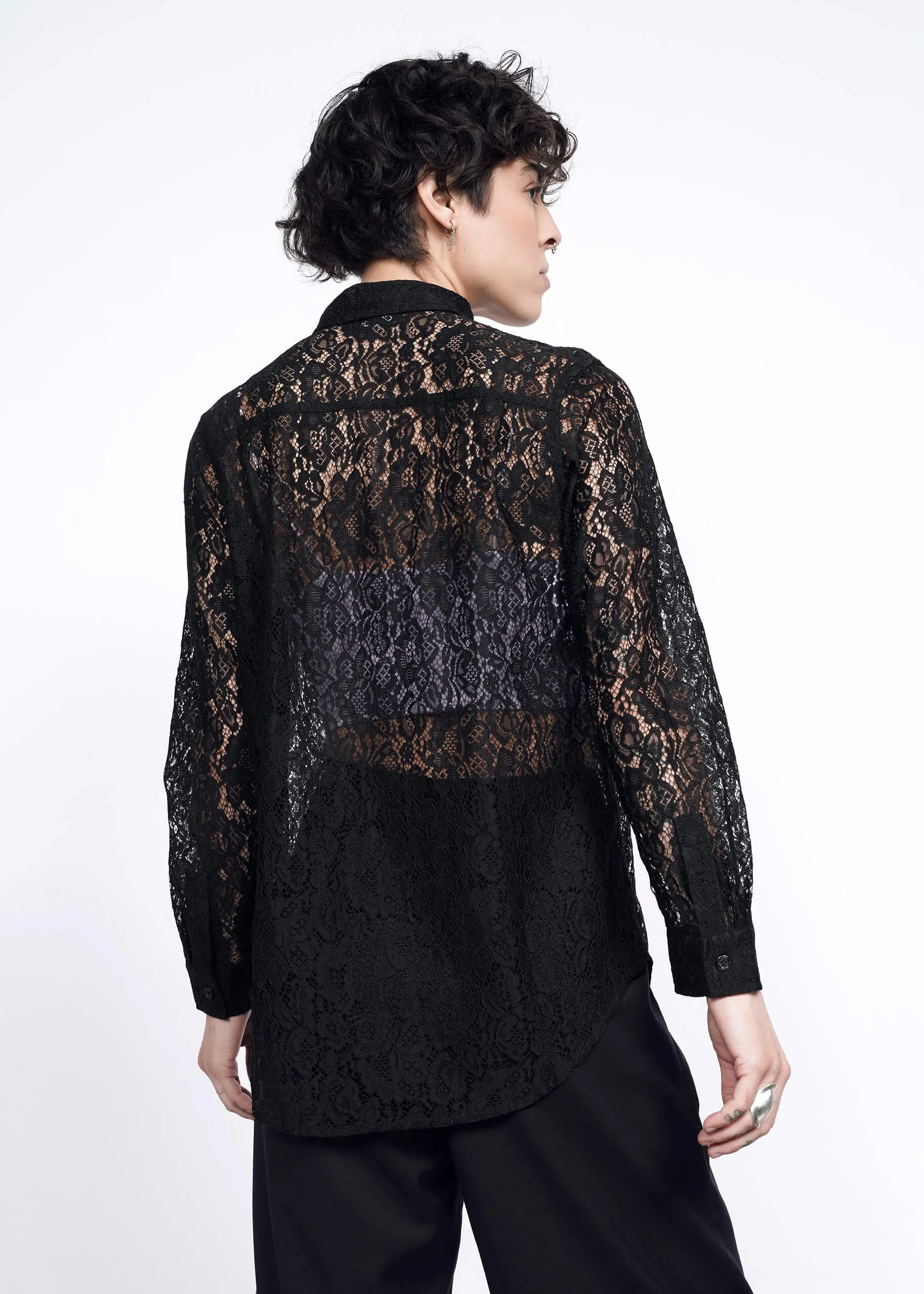 The Empower Lace Long Sleeve Button Up