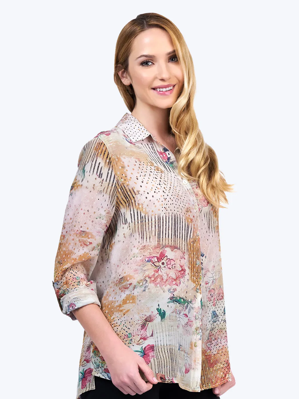 Tianello Jaipur print Washable Silk "Loving" Blouse