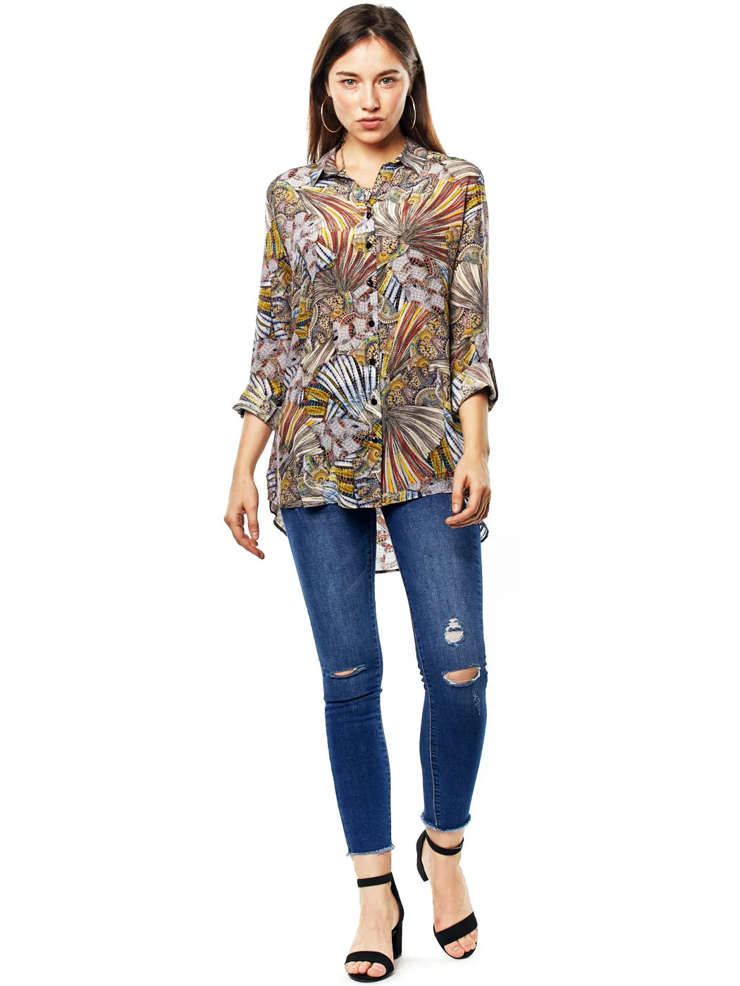 Tianello LeQueen Print Washable Silk "Loving" Blouse