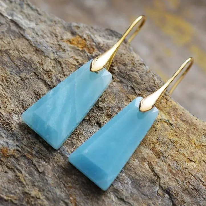 Wiluray Amazonite Gold Drop Earrings