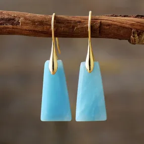 Wiluray Amazonite Gold Drop Earrings